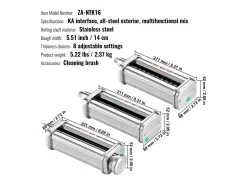 Rodillo para Massa SucceBuy Lote de 3 Accesorios para Masa para Mezcladora KitchenAid Conjunto de Cortapasta con Rodillos