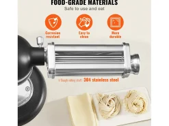 Rodillo para Massa SucceBuy Accesorio para Masa para Mezcladora KitchenAid, Rodillo en Hoja de Acero Inoxidable
