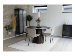 Ronde eettafel BOLTON Ø120 cm – Natuurlijke elegantie en gebruiksvriendelijk formaat-Color Marrón