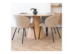 Ronde eettafel BOLTON Ø120 cm – Natuurlijke elegantie en gebruiksvriendelijk formaat-Color Marrón