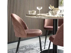 Ronde eettafel PIZA Ø110 – Wit marmereffect en zwarte messing poten