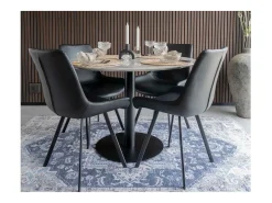 Ronde eettafel PIZA Ø110 – Wit marmereffect en zwarte messing poten
