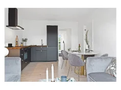 Ronde eettafel PIZA – Wit marmereffect en poten van goudkleurig messing-Diámetro 110 cm