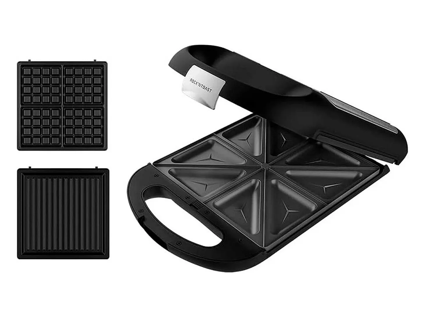 Sandwichera Cecotec Rock´nToast Family 3in1 1500W 3 placas intercambiables negro