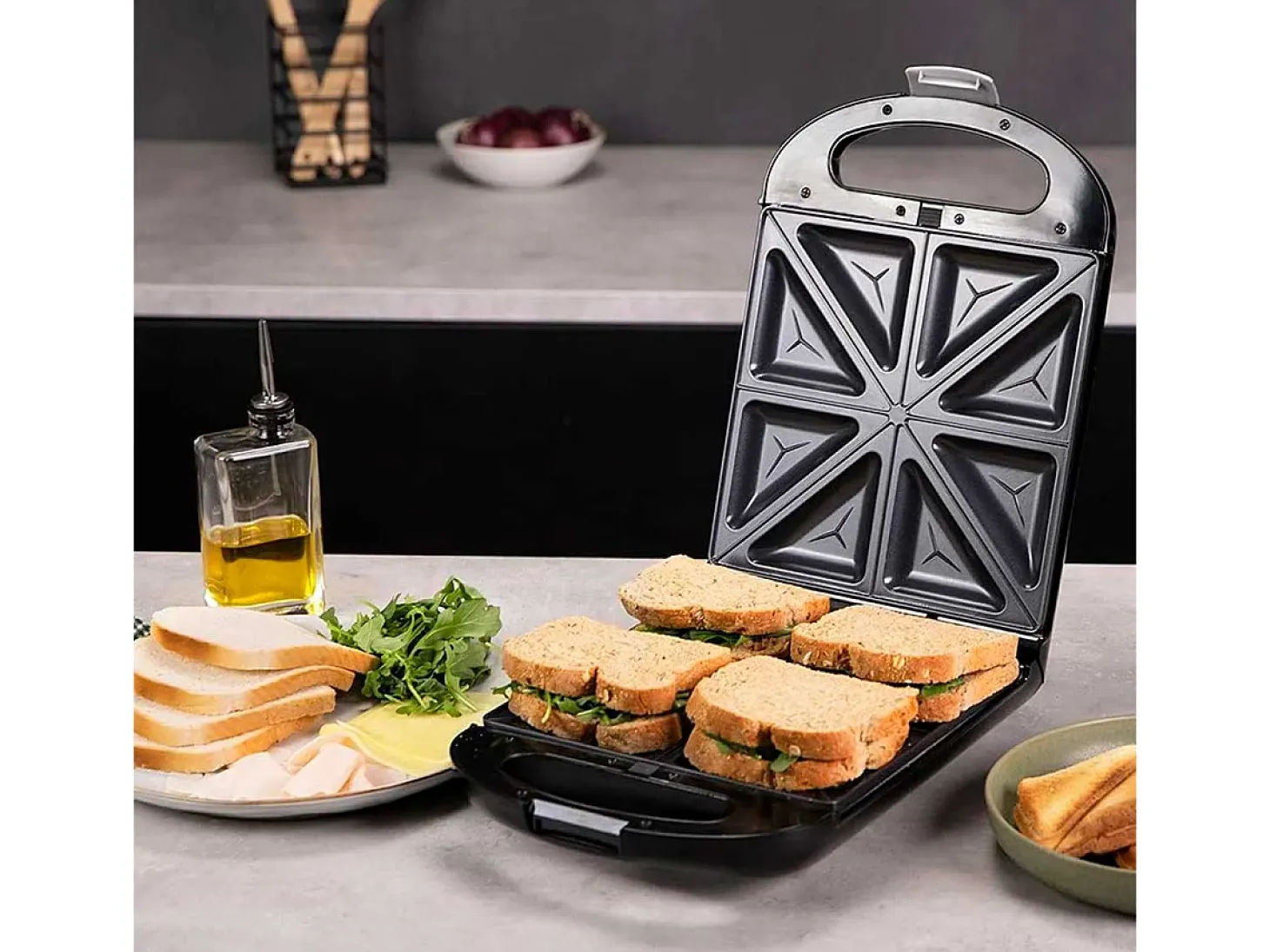 Sandwichera Cecotec Rock´nToast Family 3in1 1500W 3 placas intercambiables negro