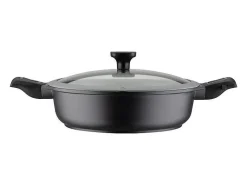 Sartén antiadherente de aluminio Easy Click GSW de 28 cm con tapa de vidrio y asas desmontables, compatible con inducción