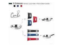 Sartén de acero inoxidable de 28 cm con mango desmontable y sistema Click & Lock - Colección COMBI de LACOR