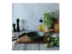 Sartén Ector 20cm Kaki de Aluminio con Mango de Madera - Revestimiento Antiadherente de Cerámica