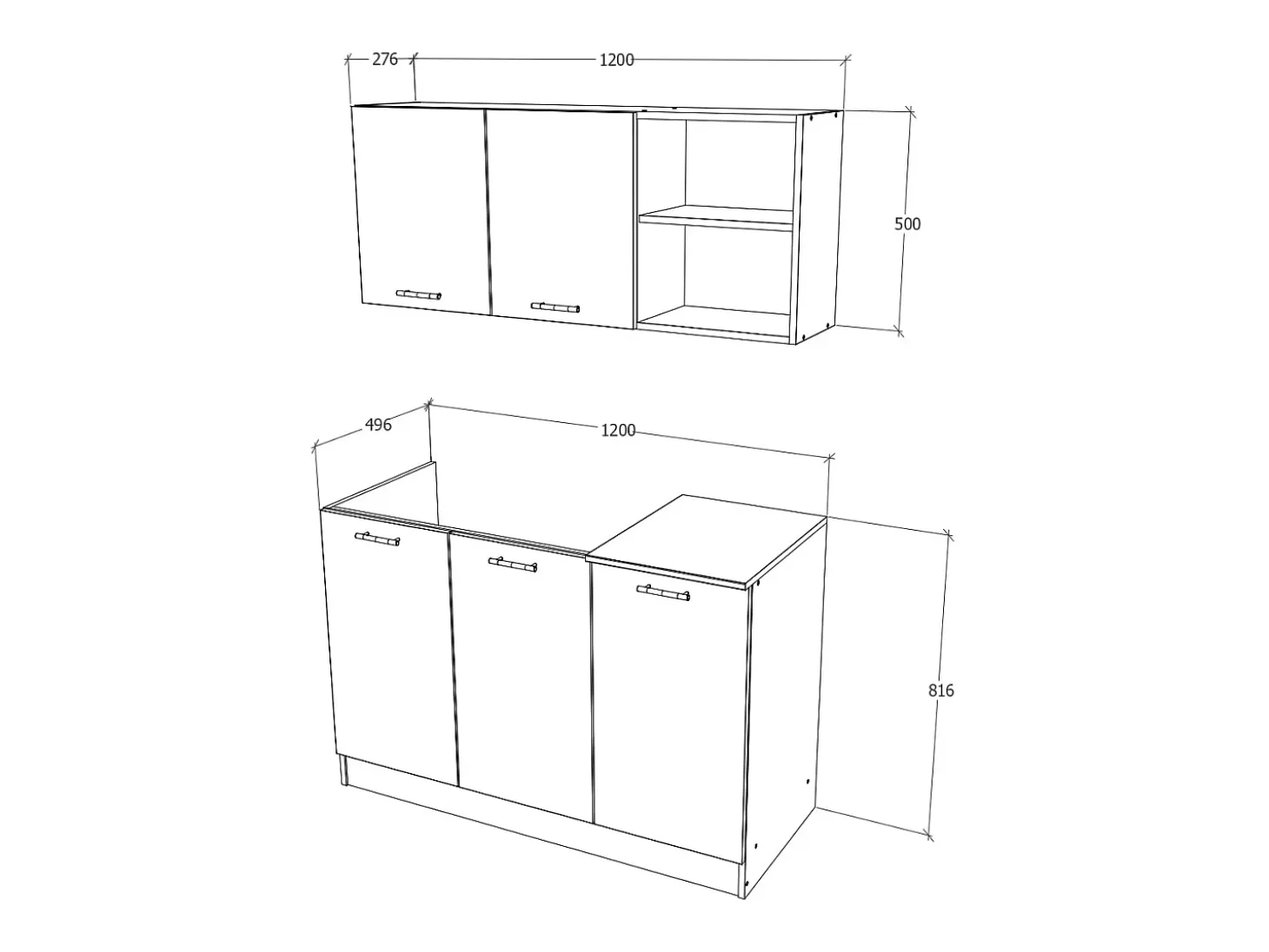 Set Cocina Ara haaus, Roble Sonoma/Blanco, L 120 cm