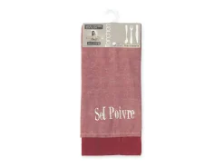 Set de 2 paños de cocina en algodón SEL y pimiento rojo, bordado 50x70 cm