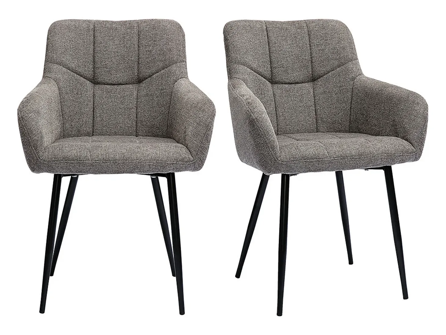 Set de 2 sillas acolchadas de diseño de tejido efecto aterciopelado texturizado gris y metal negro MONTERO