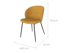 Set de 2 sillas amarillas en tejido bouclé con patas de metal - Groom