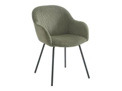 Set de 2 sillas con reposabrazos de pana y metal negro - Kaki - MARENZIA
