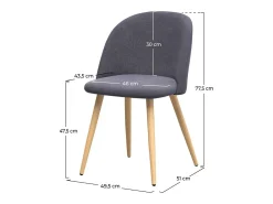 Set de 2 sillas Cozy de tela gris oscuro con patas de metal efecto madera