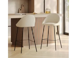 Set de 2 sillas de bar de media altura en tela beige 75 cm - Misty