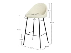 Set de 2 sillas de bar de media altura en tela beige 75 cm - Misty