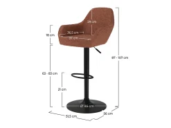 Set de 2 sillas de bar efecto lana rojo ladrillo 63/83 cm - Adam