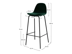 Set de 2 sillas de bar en terciopelo verde oscuro 75 cm - Henrik