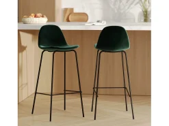 Set de 2 sillas de bar en terciopelo verde oscuro 75 cm - Henrik