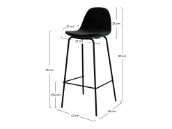 Set de 2 sillas de bar en terciopelo negro 75 cm - Henrik