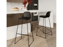 Set de 2 sillas de bar negras 75 cm - Leni