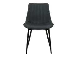 Set de 2 sillas de cuero sintético gris oscuro y metal negro - Killi