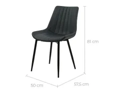 Set de 2 sillas de cuero sintético gris oscuro y metal negro - Killi