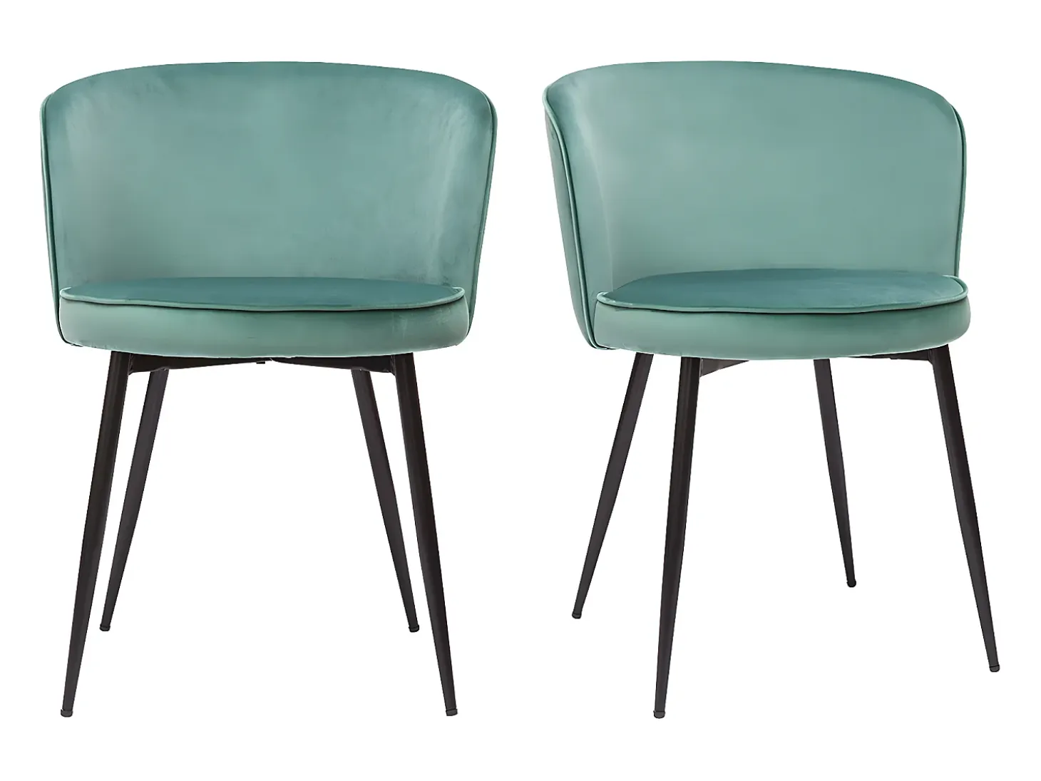 Set de 2 sillas de diseño de terciopelo verde celadón y metal negro SERIF