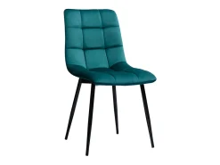 Set de 2 sillas de diseño de terciopelo azul petróleo y metal negro MAXWELL