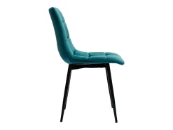 Set de 2 sillas de diseño de terciopelo azul petróleo y metal negro MAXWELL