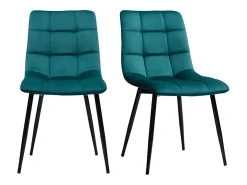 Set de 2 sillas de diseño de terciopelo azul petróleo y metal negro MAXWELL