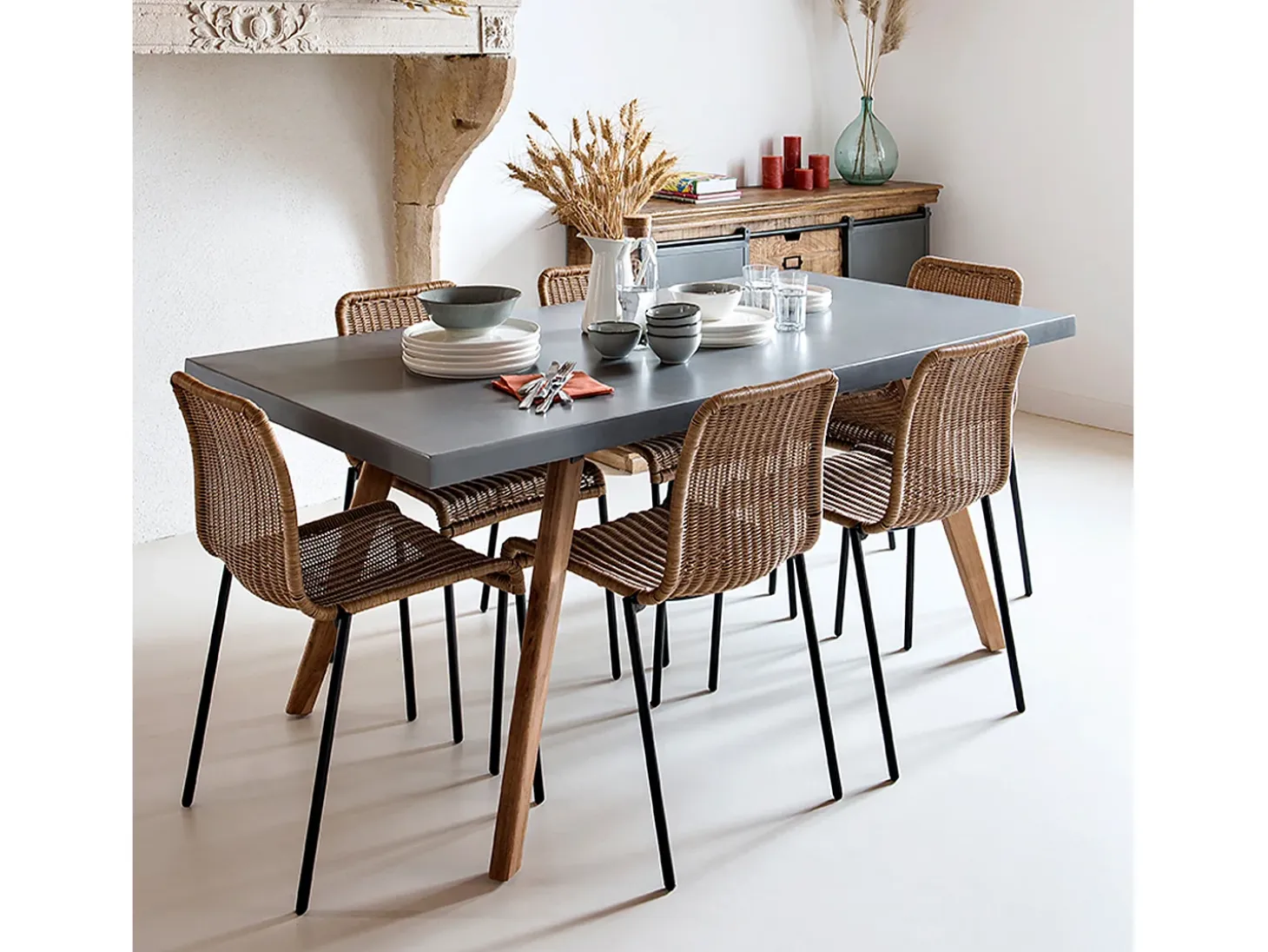 Set de 2 sillas de exterior en resina natural tejida - Sirivara