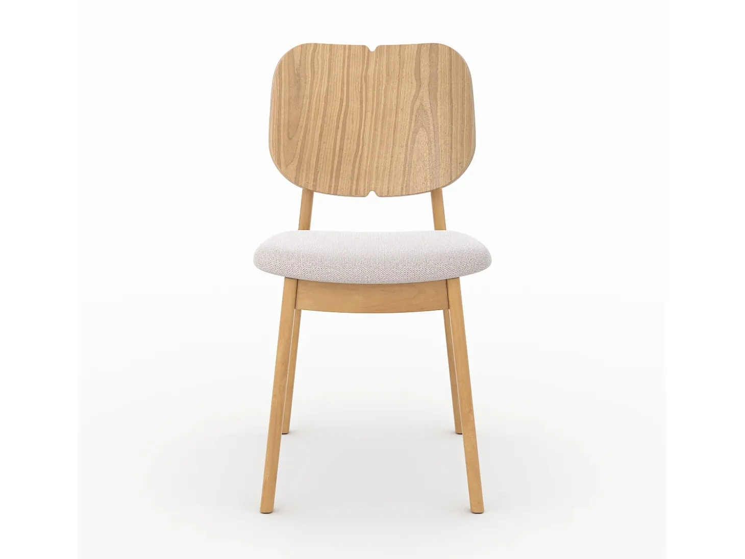 Set de 2 sillas de madera clara y tela beige - Clyde