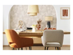 Set de 2 sillas de pana color topo y metal negro LAURETTE