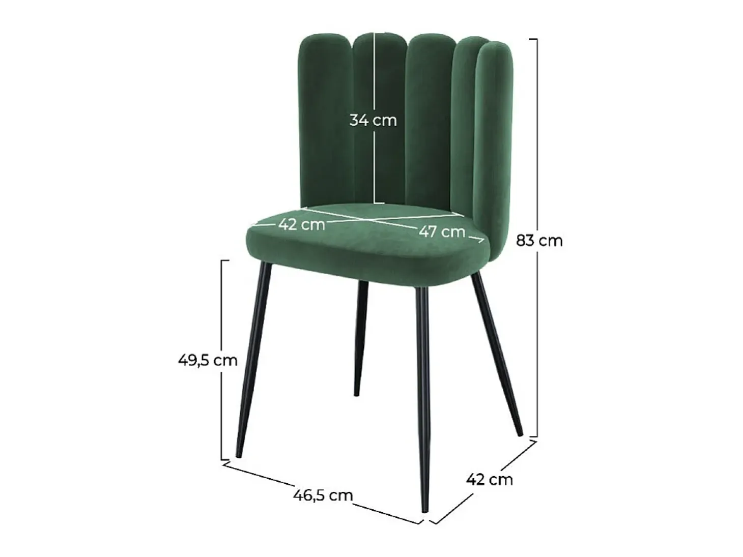Set de 2 sillas de terciopelo verde con patas de metal - Rosy