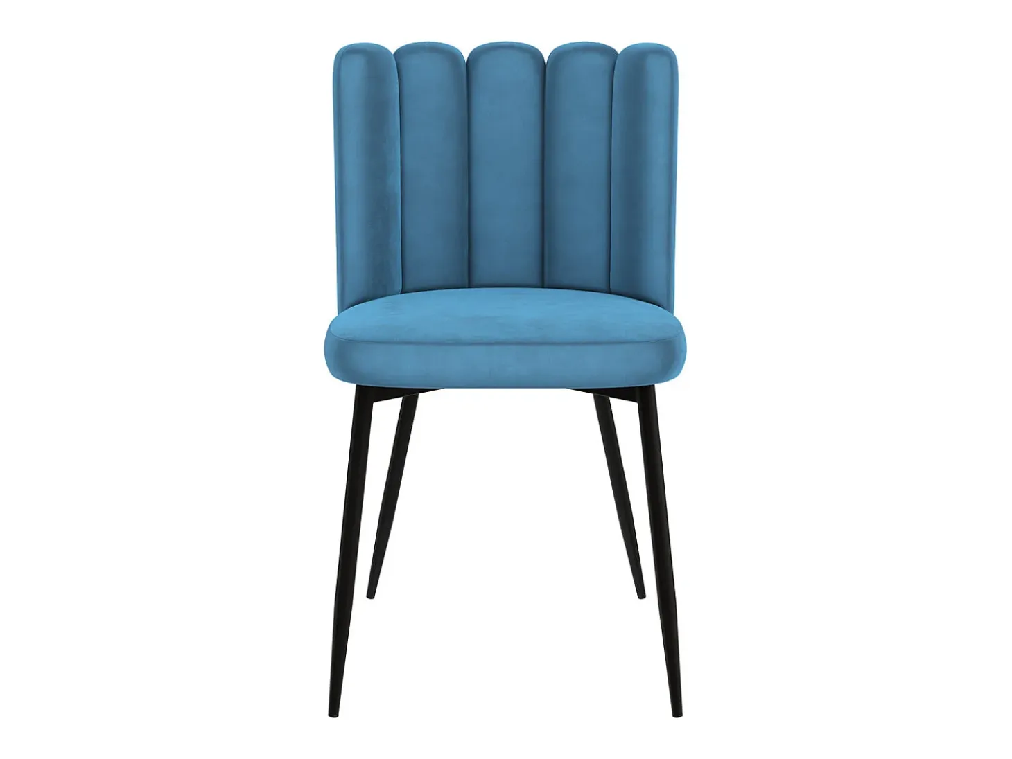 Set de 2 sillas de terciopelo azul con patas de metal negro - Rosy