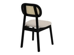 Set de 2 sillas en madera negra, tela beige y ratán - Maria