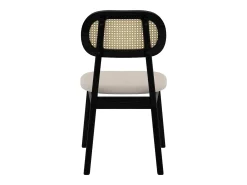 Set de 2 sillas en madera negra, tela beige y ratán - Maria