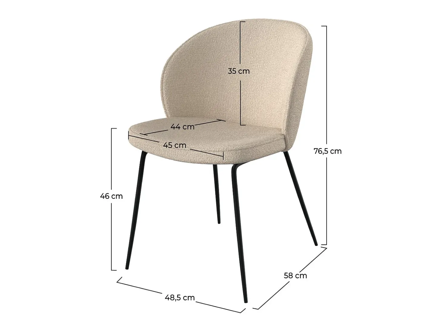 Set de 2 sillas en tejido bouclé beige con patas de metal - Groom