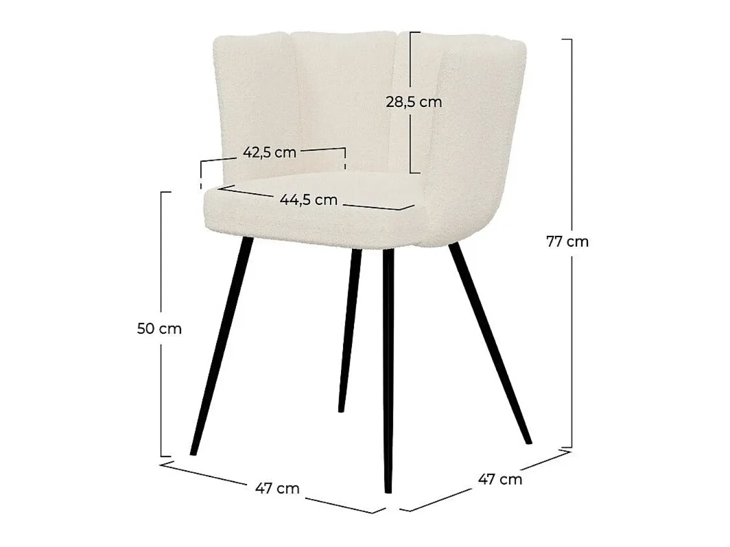 Set de 2 sillas en tejido bouclé beige con patas de metal - Cosette