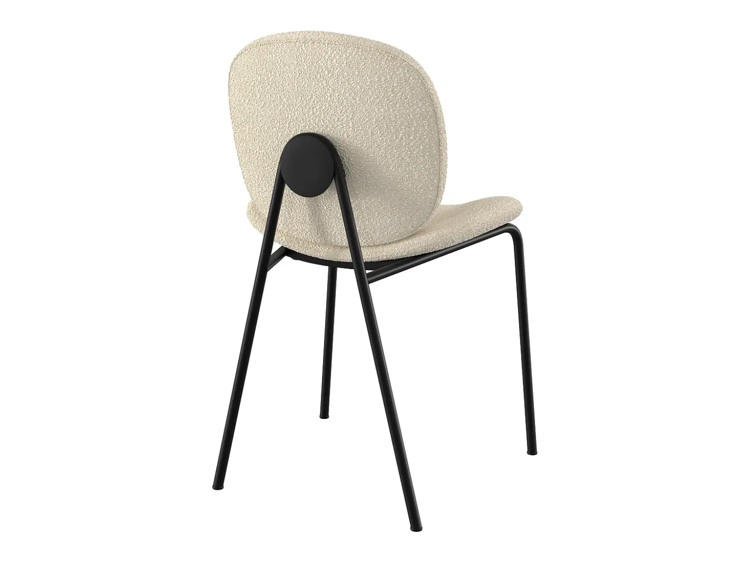 Set de 2 sillas en tejido bouclé beige y patas de metal negro - Iris
