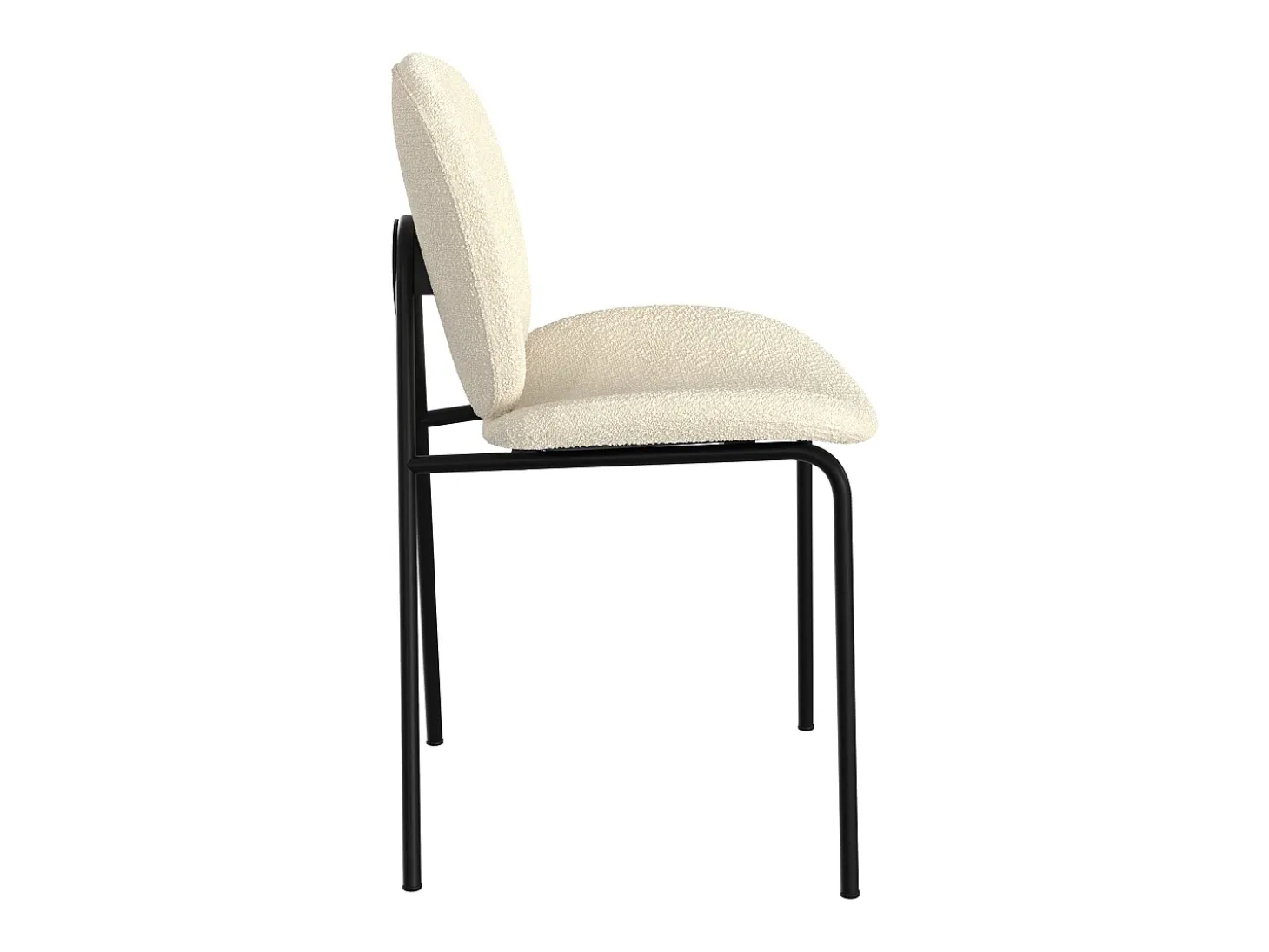 Set de 2 sillas en tejido bouclé beige y patas de metal negro - Iris