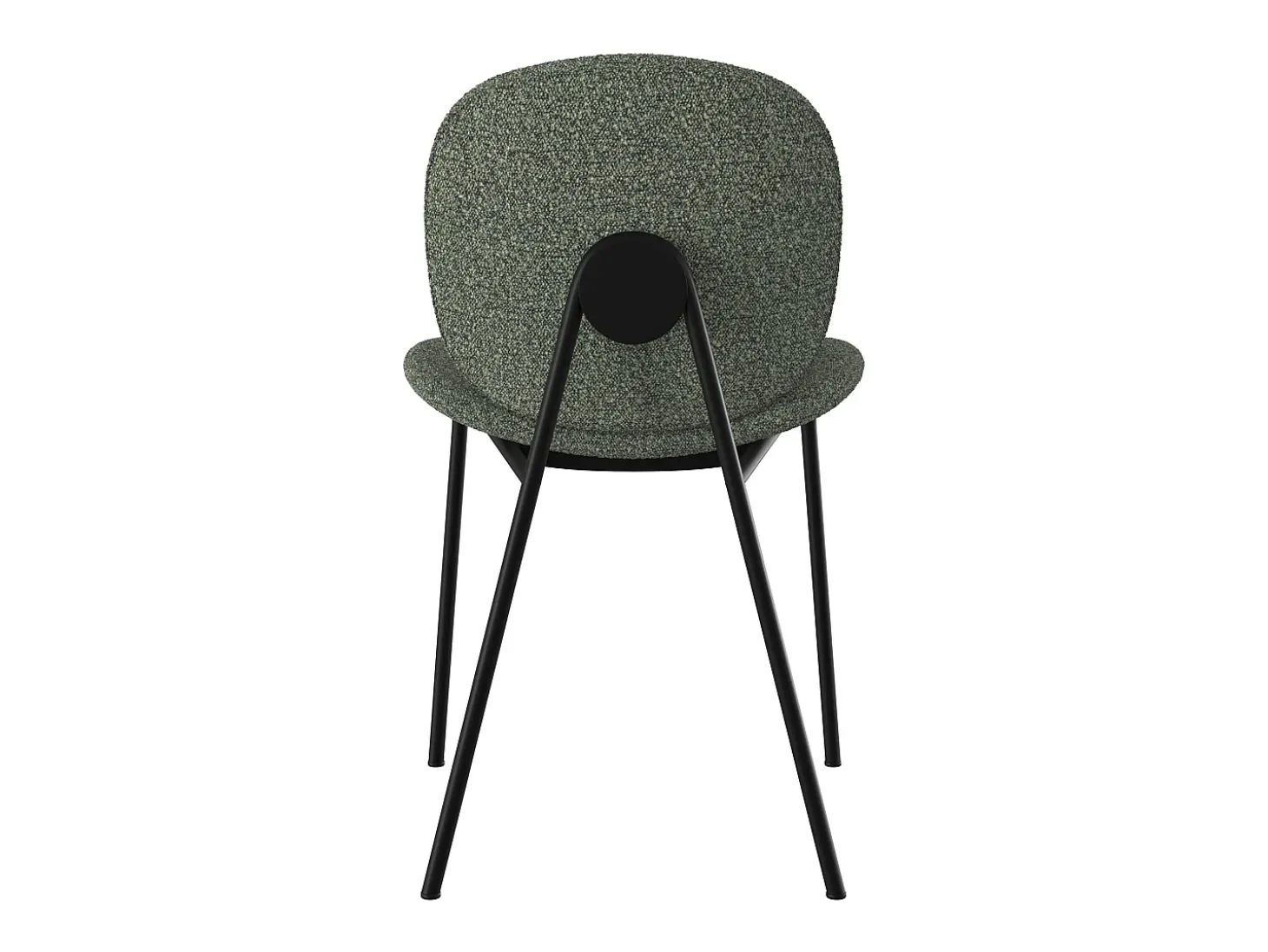 Set de 2 sillas en tejido bouclé verde y patas de metal negro - Iris