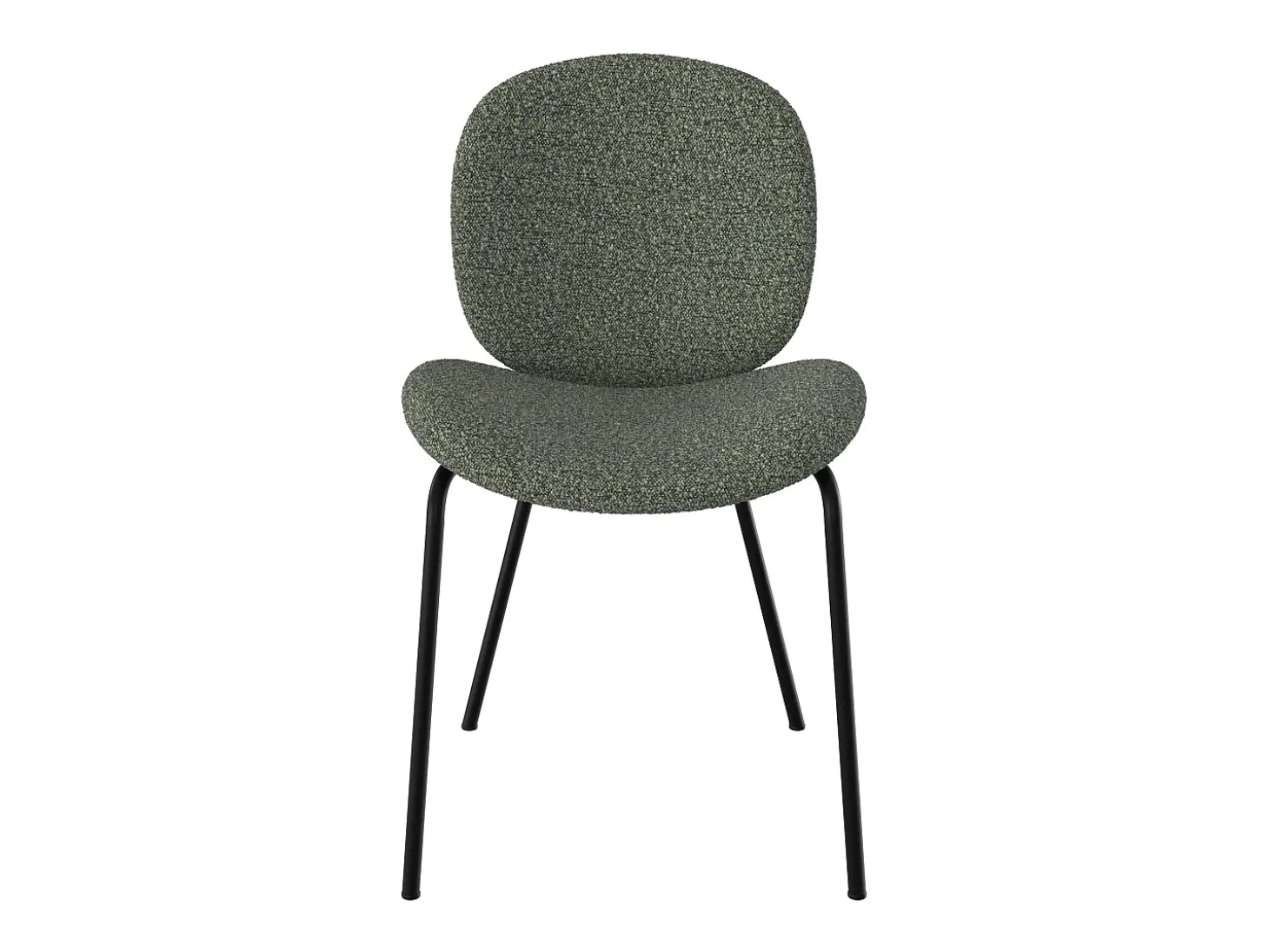 Set de 2 sillas en tejido bouclé verde y patas de metal negro - Iris