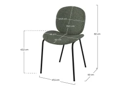 Set de 2 sillas en tejido bouclé verde y patas de metal negro - Iris