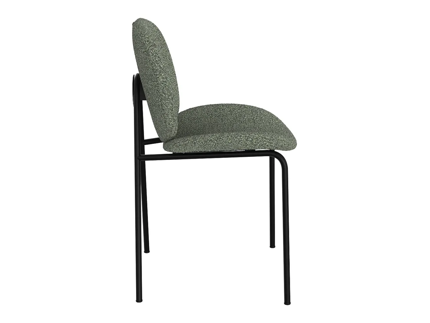 Set de 2 sillas en tejido bouclé verde y patas de metal negro - Iris