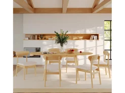 Set de 2 sillas en tela beige y madera clara - Lana