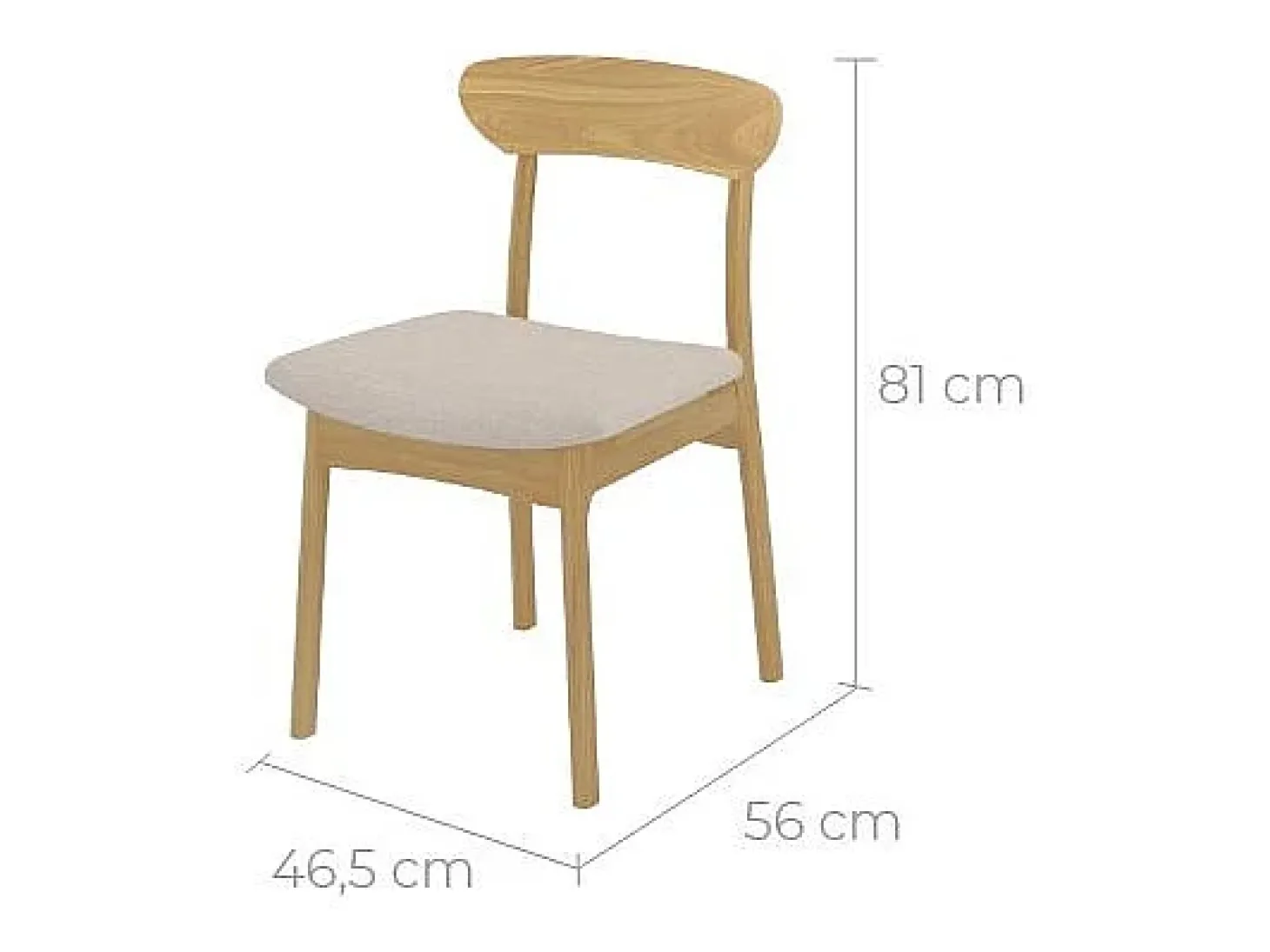 Set de 2 sillas en tela beige y madera clara - Lana