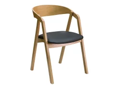Set de 2 sillas nórdicas apilables de madera clara de roble macizo y asiento negro LOVA