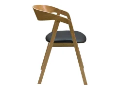 Set de 2 sillas nórdicas apilables de madera clara de roble macizo y asiento negro LOVA